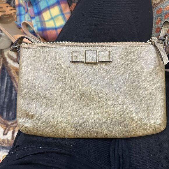 COACH Darcy Bow East West Crossbody Black Handbag 9 x 6 x 1 Metallic Pewter - Picture 11 of 12